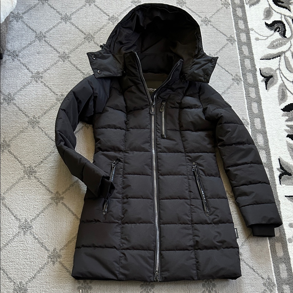 Noize Black Hannah Mid Length Parka With Hood Nwot